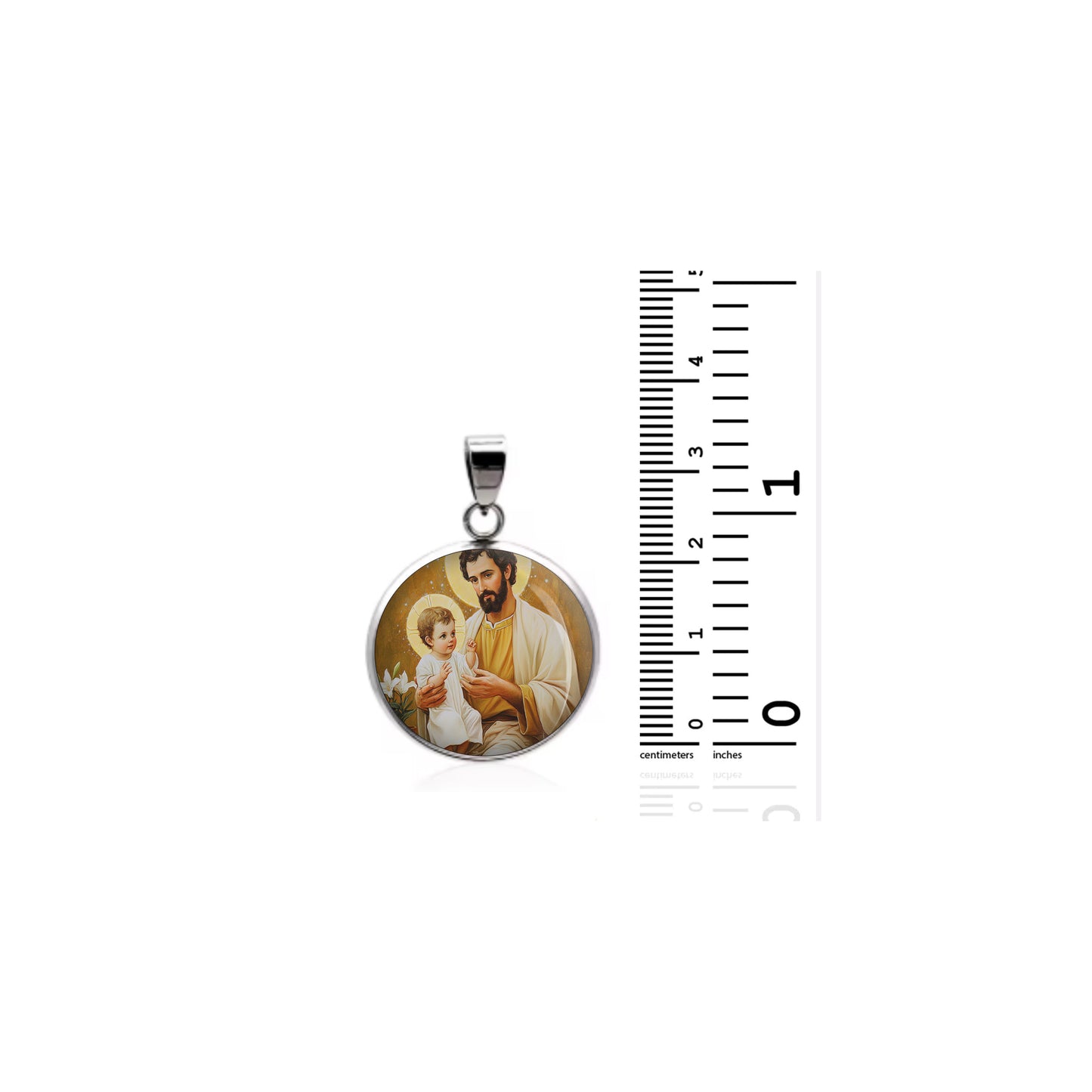 Saint Joseph With Baby Jesus Catholic sterling silver 925 Christian Medal Patron image 1
