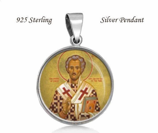 St. Lazarus 925 Sterling Silver Medal Round Pendant 20mm Jewelry for Necklace