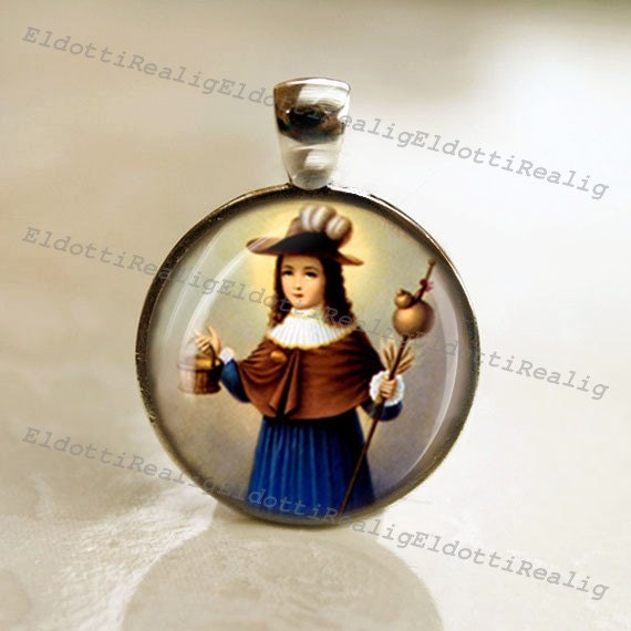 Santo Niño de Atocha / Holy Child of Atocha Catholic Religious Medal Pendant / Charm Cabochon with Glass Dome