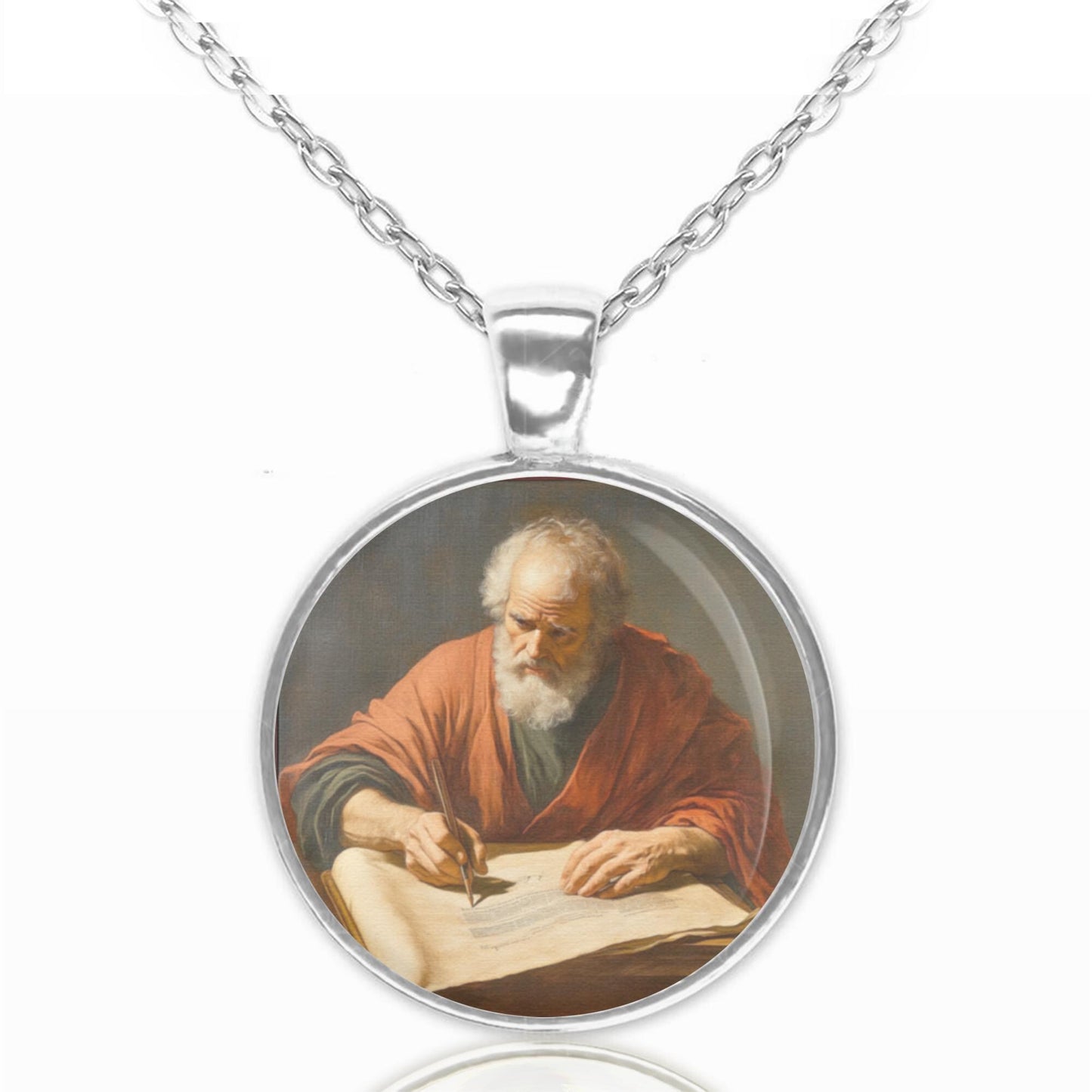 St. Paul the Apostle Writing Letter Necklace Medal Pendant Christian Religious Jewelry