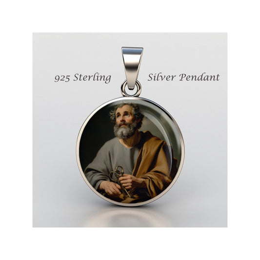Saint Peter The Apostle Religious Devotional sterling silver 925 Christian Medal Patron