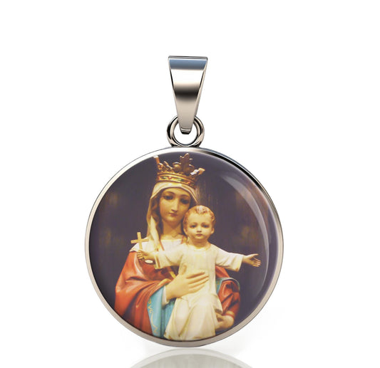 Our Lady Atonement 925 Sterling Silver Round Pendant Christian Religious Medal Small 20mm