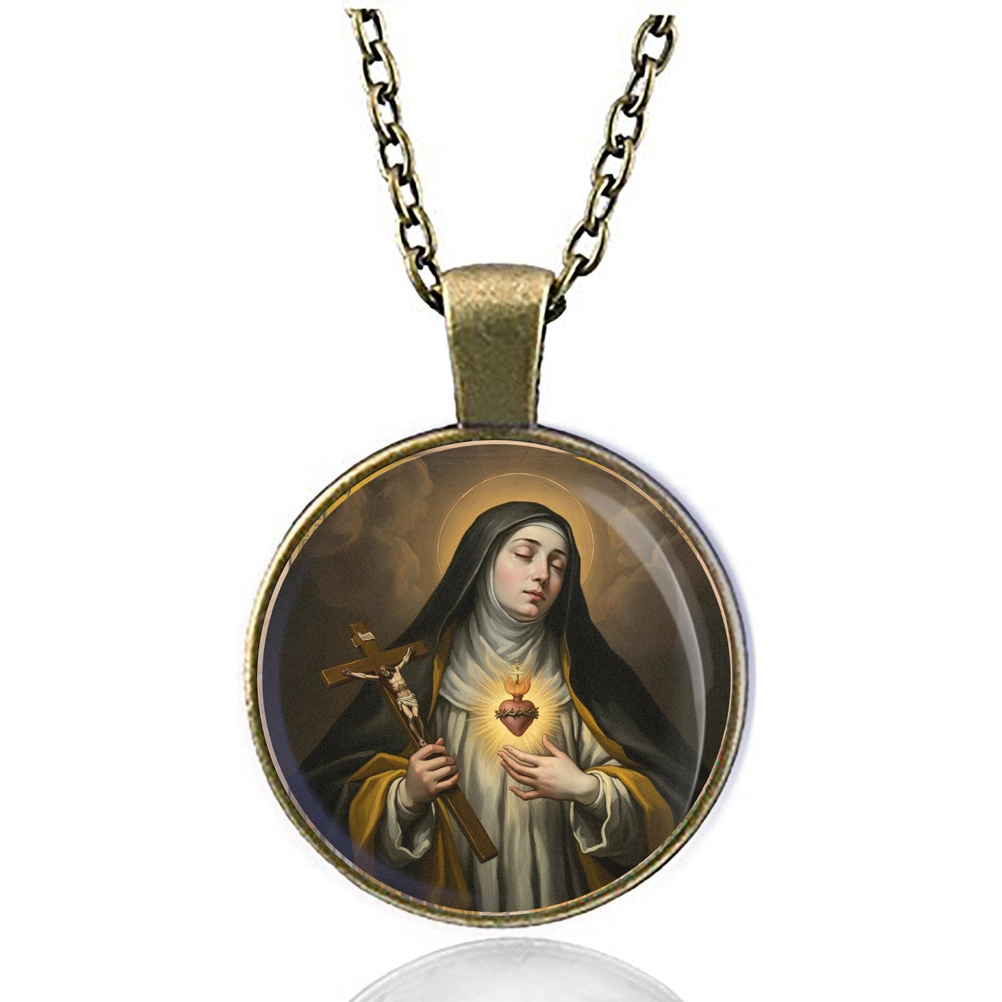 St Rita of Cascia Necklace Pendant Round Medal
