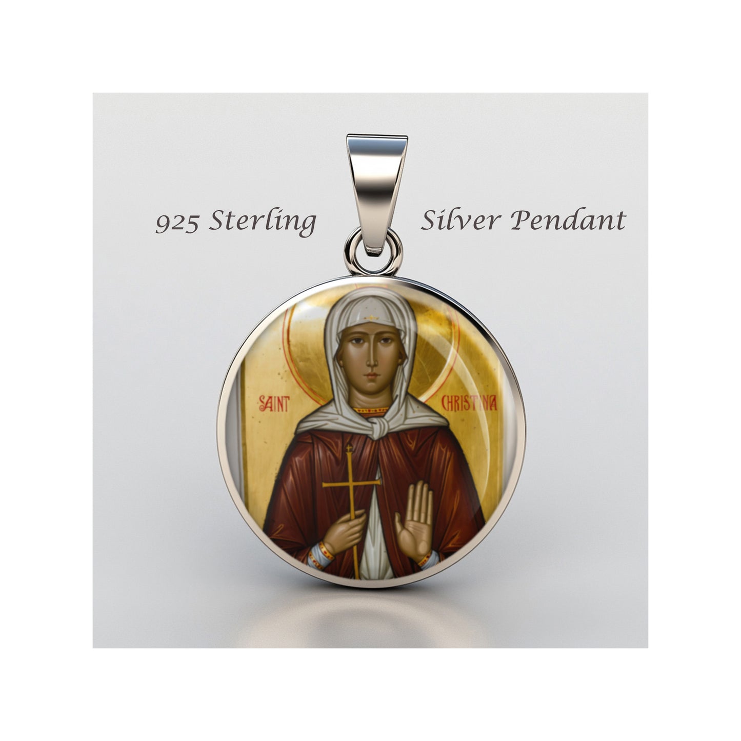Saint Christina Catholic sterling silver 925 Christian Medal Patron Pendant image 0
