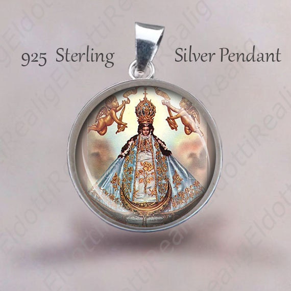 Our Lady of San Juan de los Lagos Medal 925 Sterling Silver Medal Pendant. NEW