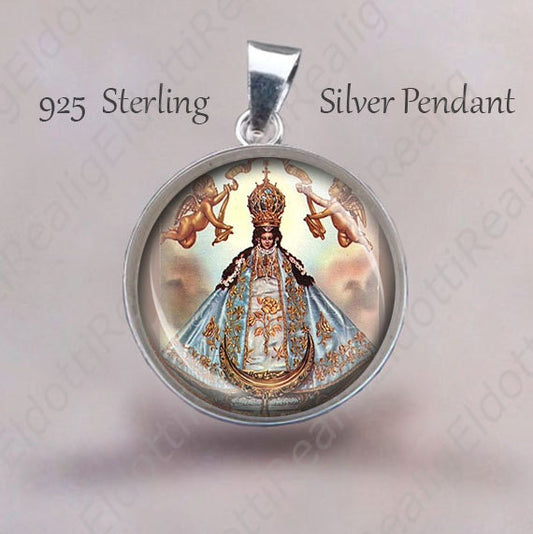 Our Lady of San Juan de los Lagos Medal 925 Sterling Silver Medal Pendant. NEW