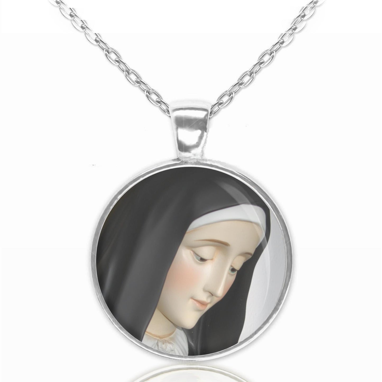 St Scholastica Catholic Necklace Medal Pendant