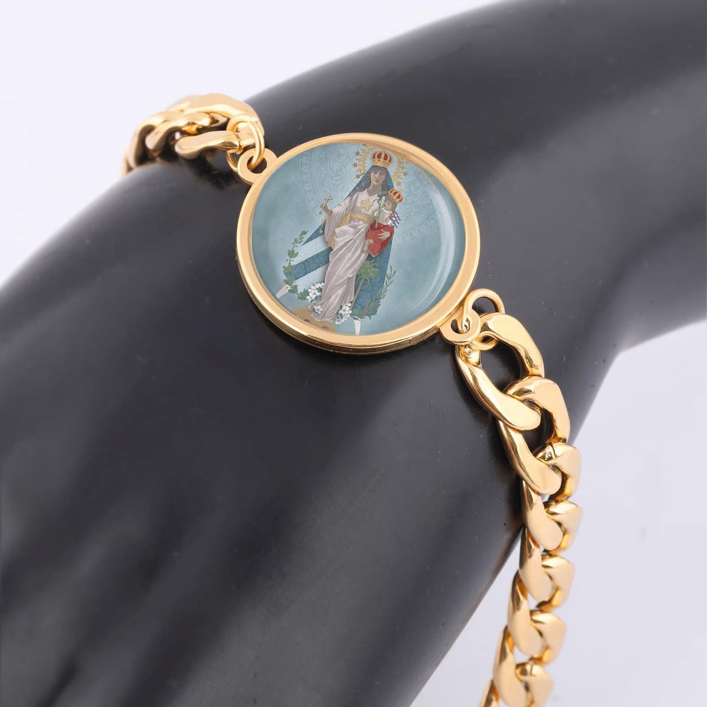 Our Lady Charity Bracelet Gold or Silver tone Religious Jewelry Simple Chain