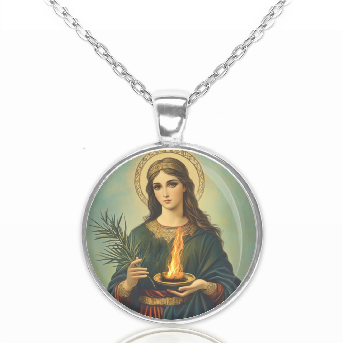 St. Agatha Necklace Catholic Saint Pendant Medal image 0