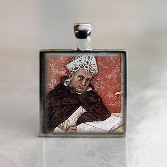 St Albertus Magnus - Christian Catholic Medal Pendant Silvertone