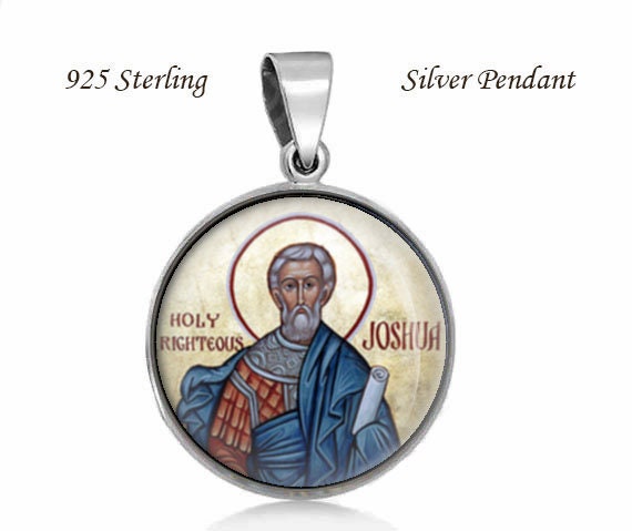 Saint Joshua Round Pendant Sterling Silver Medal