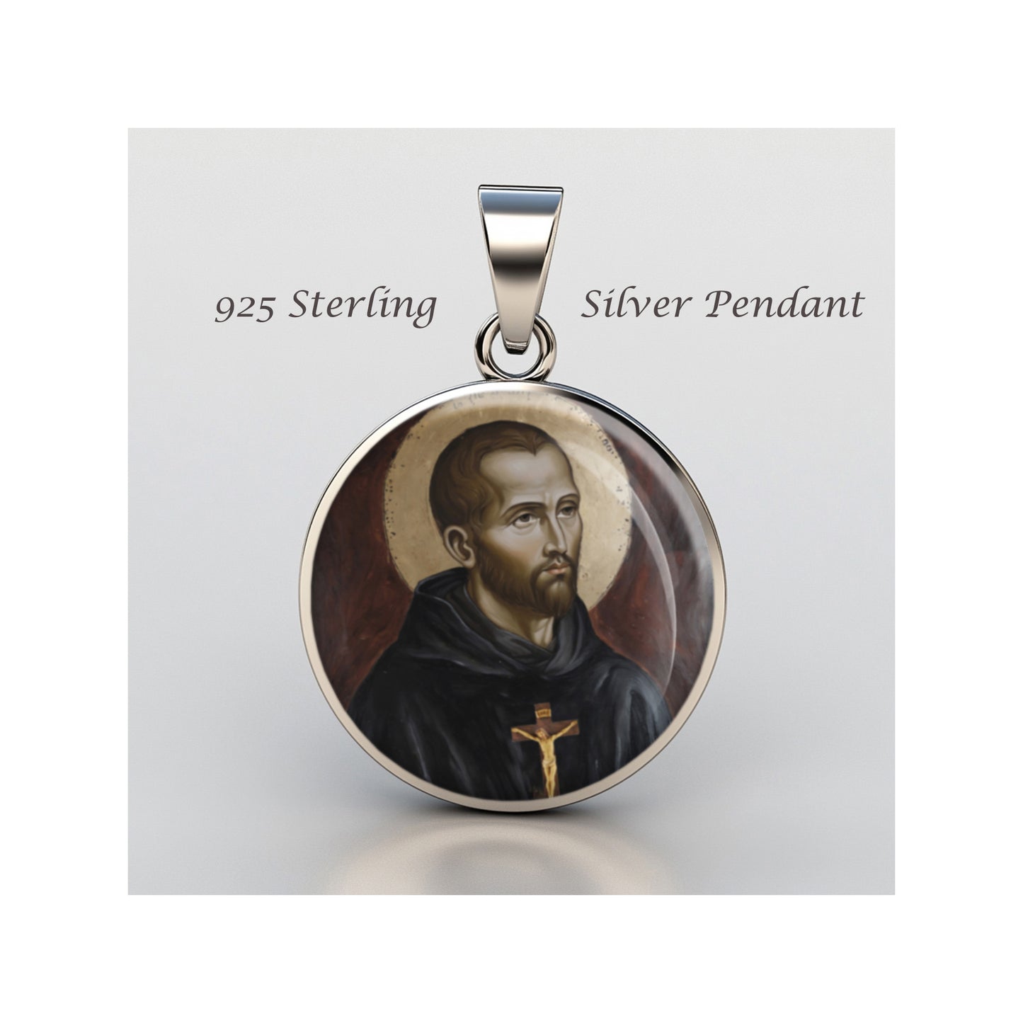 Saint John Of God Catholic sterling silver 925 Christian Medal Patron Pendant image 0