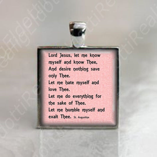 Lord Jesus, let me know myself Prayer of St. Augustine of Hippo - Religious Christian Catholic Medal Pendant