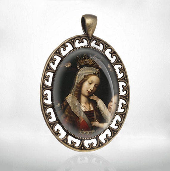 Madonna and Child by Provost - Catholic Pendant Large Virgin Mary Medal