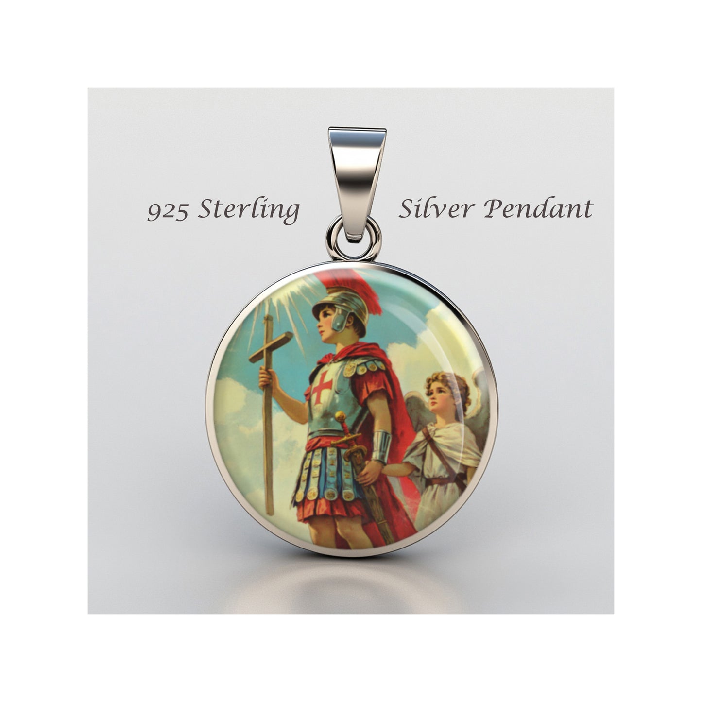 Saint Florian Catholic sterling silver 925 Christian Medal Patron Pendant image 0
