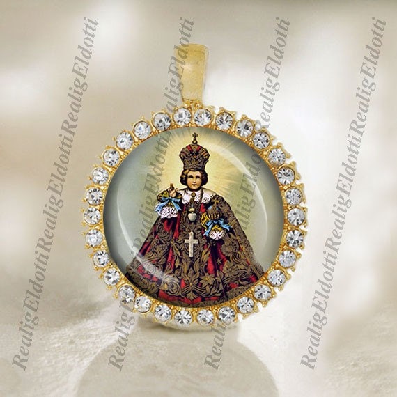 Infant of Prague - Religious Christian Catholic Medal Pendant / Charm Cabochon