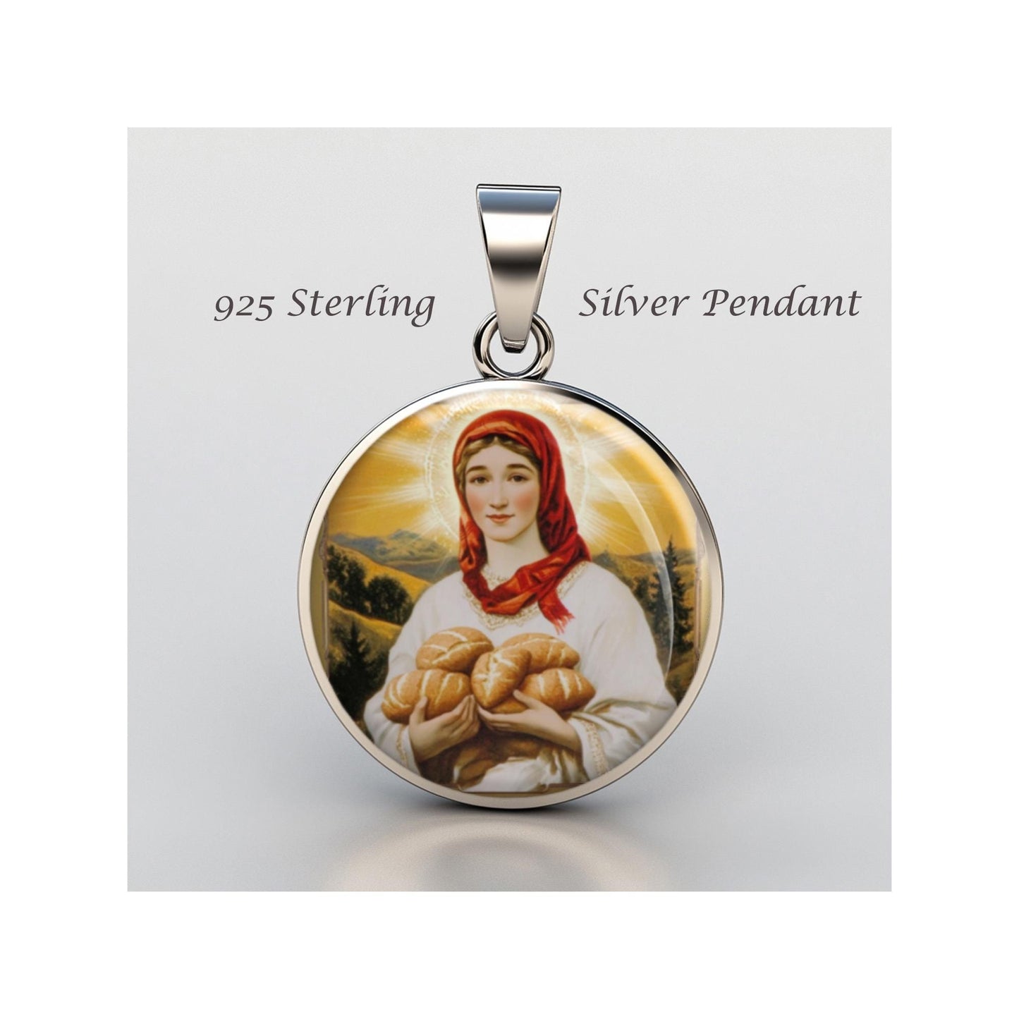 Saint Zita Religious Christian sterling silver 925 Christian Medal Patron Pendant