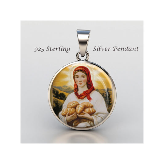 Saint Zita Religious Christian sterling silver 925 Christian Medal Patron Pendant