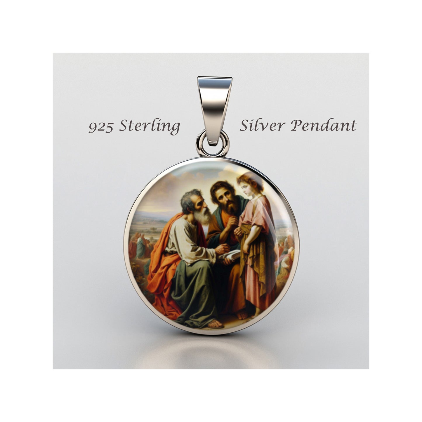 Saint Joseph And Jesus With John The Baptist Catholic sterling silver 925 Medal image 0