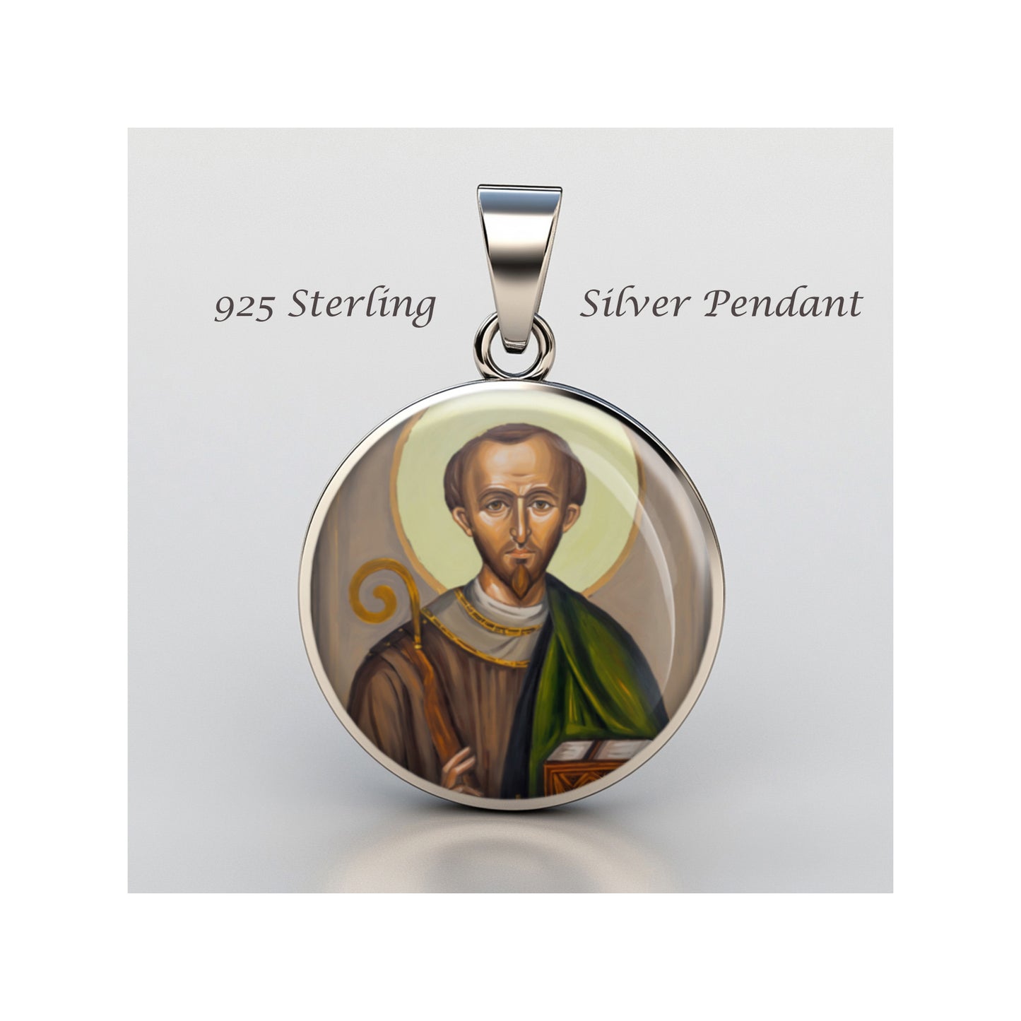 Saint Leonard Catholic sterling silver 925 Christian Medal Patron Pendant image 0