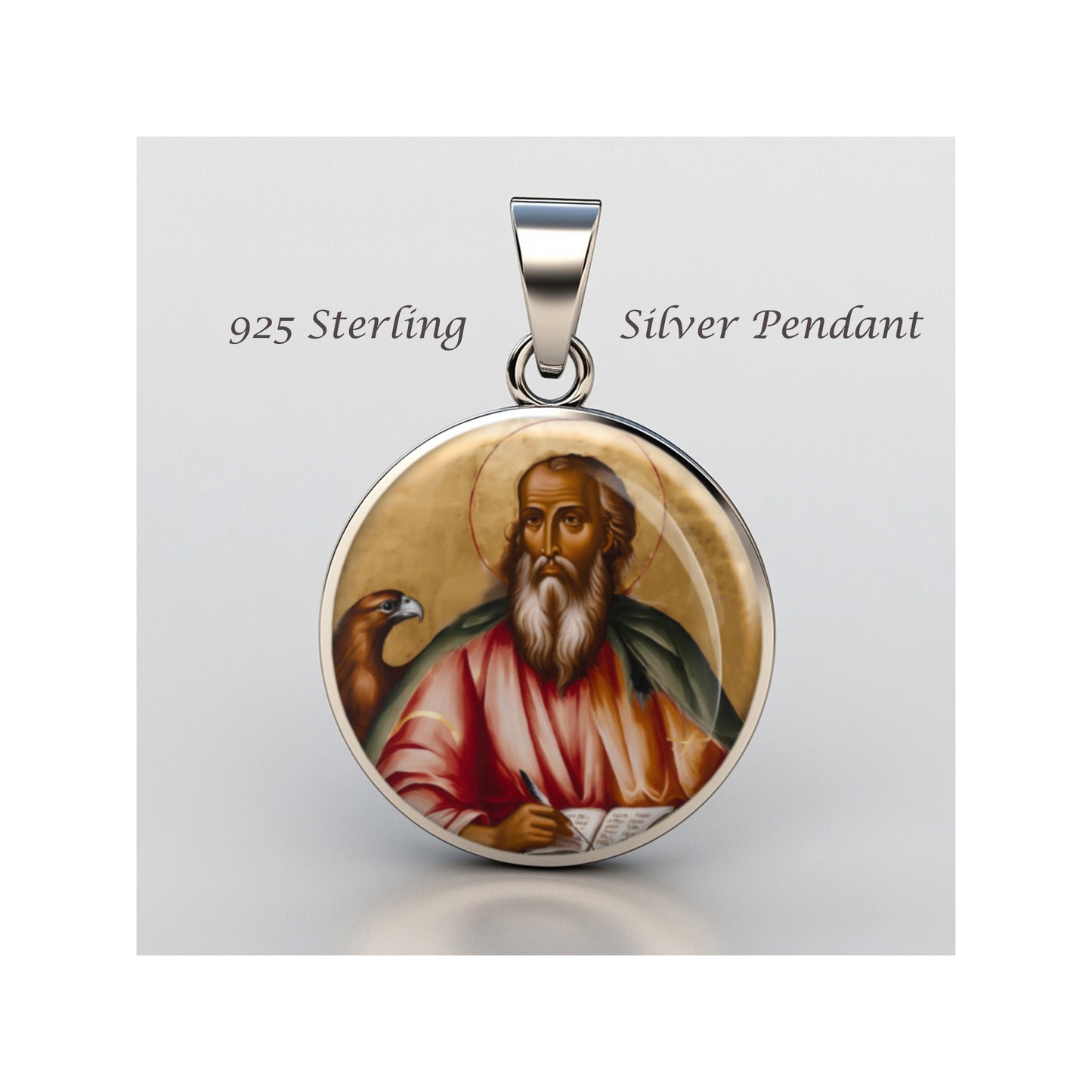 Saint John The Evangelist Catholic sterling silver 925 Christian Medal Patron image 0