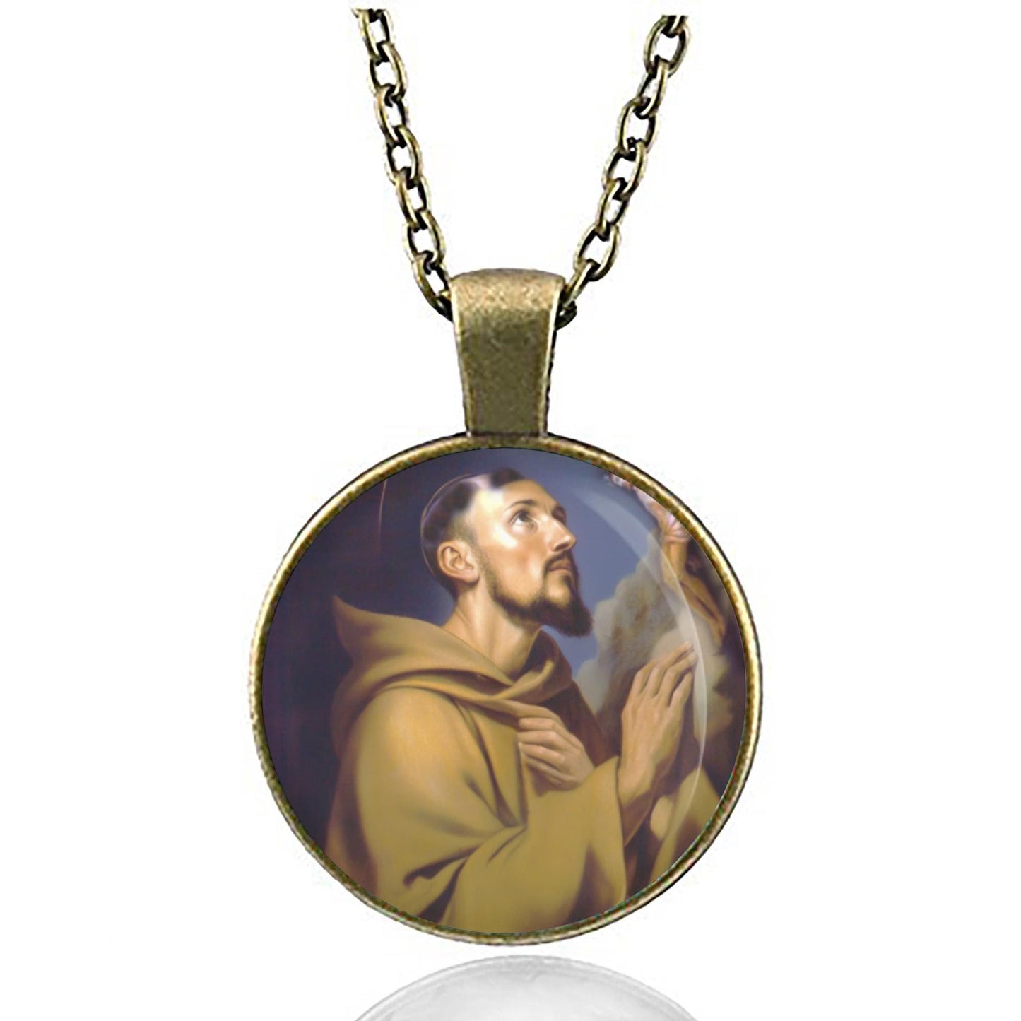 Saint Francis of Assisi Catholic Medal Pendant Necklace