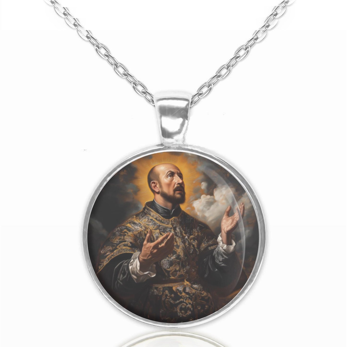 St Ignatius Loyola Catholic Medal Pendant Necklace