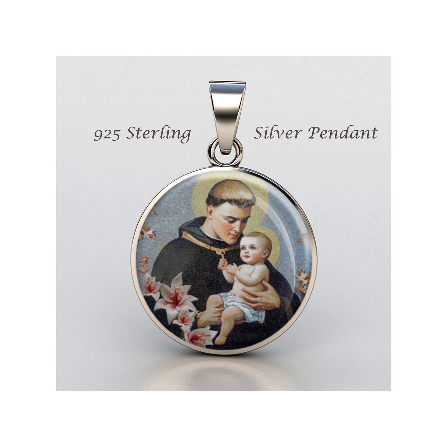 Saint Anthony Of Padua Catholic sterling silver 925 Christian Medal Patron image 0