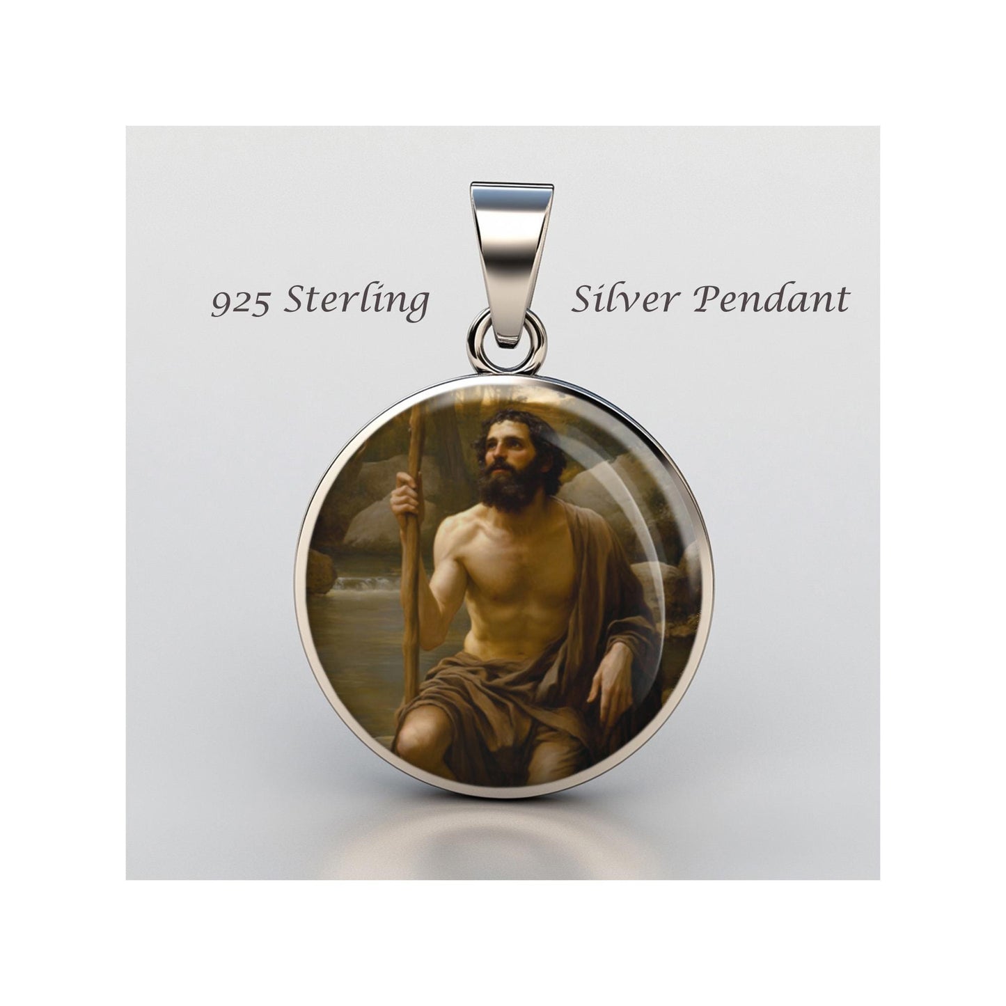 Saint John The Baptist Religious Devotional sterling silver 925 Christian Medal Patron