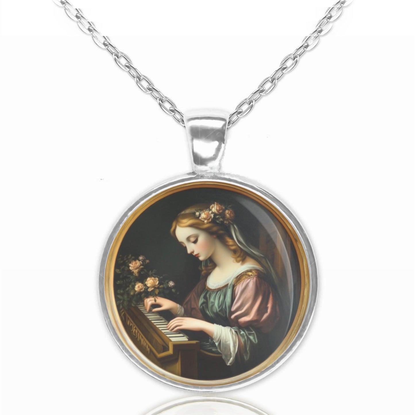 St. Cecilia Medal Pendant Christian Religious Jewelry Necklace