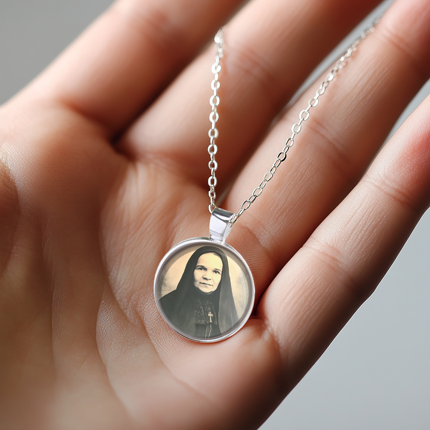 St. Mother Francis Cabrini Necklace Catholic Saint Pendant Medal image 3