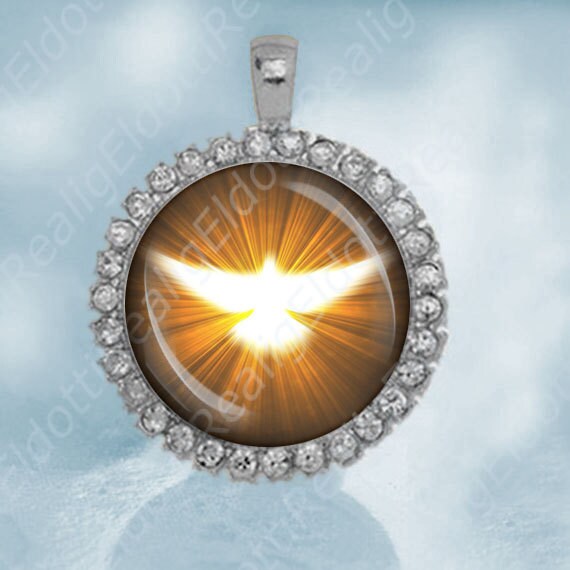 Baptism Holy Spirit White Dove Ghost Medal. Catholic Medal. Religious Christian Pendant
