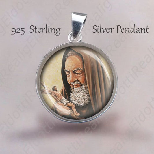 St Padre Pio  Medal 925 Sterling Silver Religious Christian Pendant