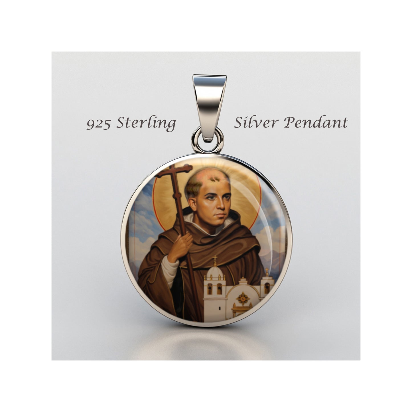 Saint Father Junipero Serra Ferrer Catholic sterling silver 925 Medal Patron image 0