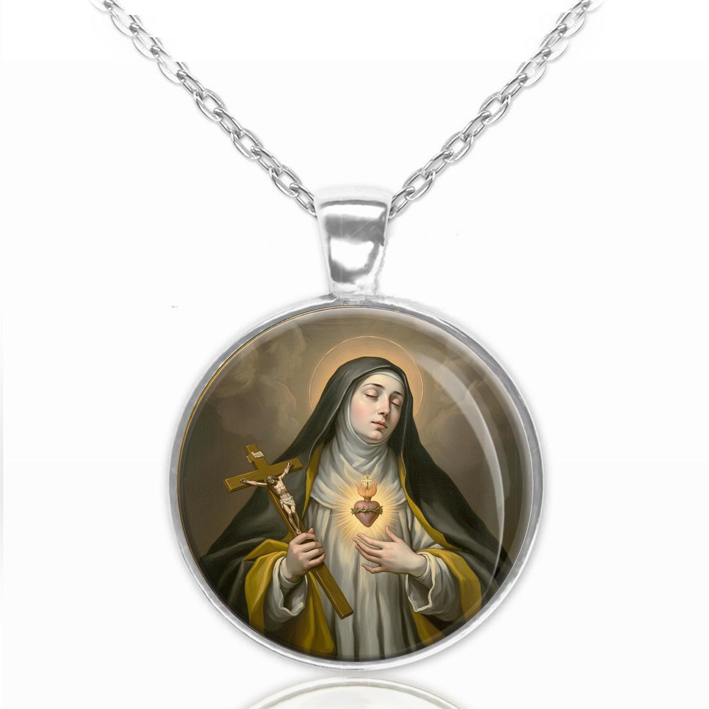 St Rita of Cascia Necklace Pendant Round Medal