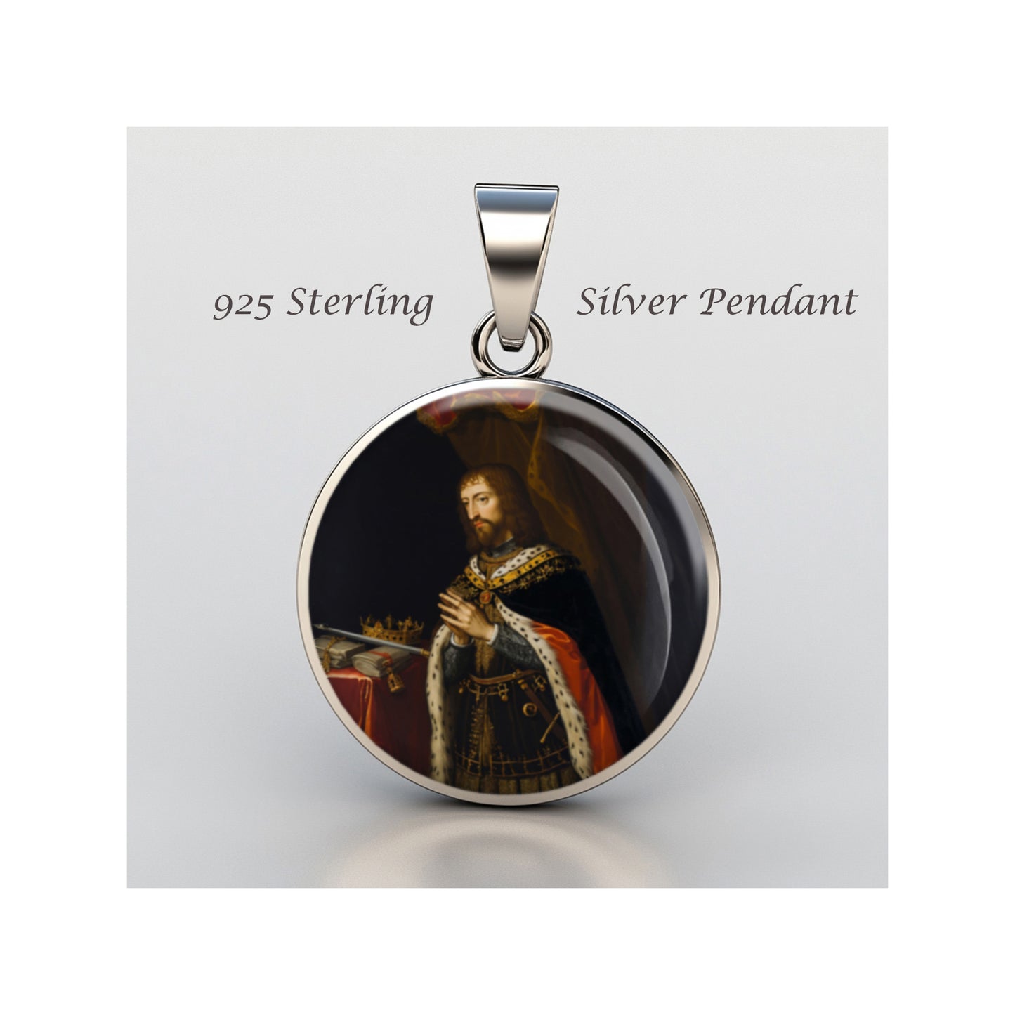 Saint Ferdinand III Of Castile Catholic sterling silver 925 Christian Medal image 0