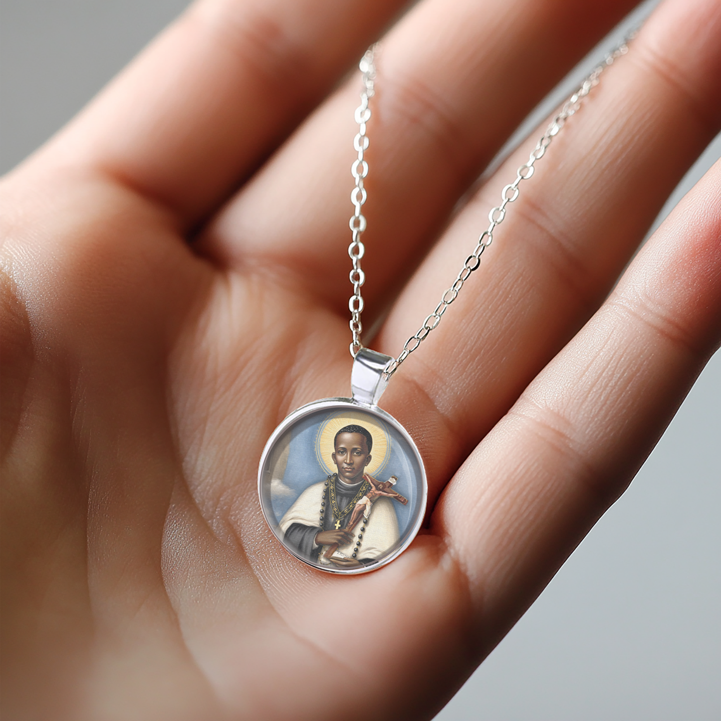 St. Martin De Porres Necklace Catholic Saint Pendant Medal image 3