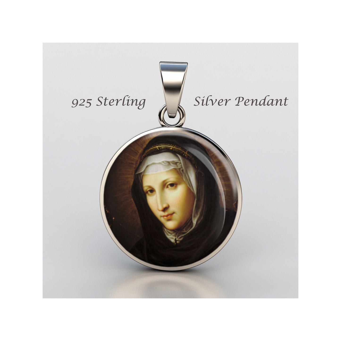 Saint Catherine Of Genoa Catholic sterling silver 925 Christian Medal Patron image 0