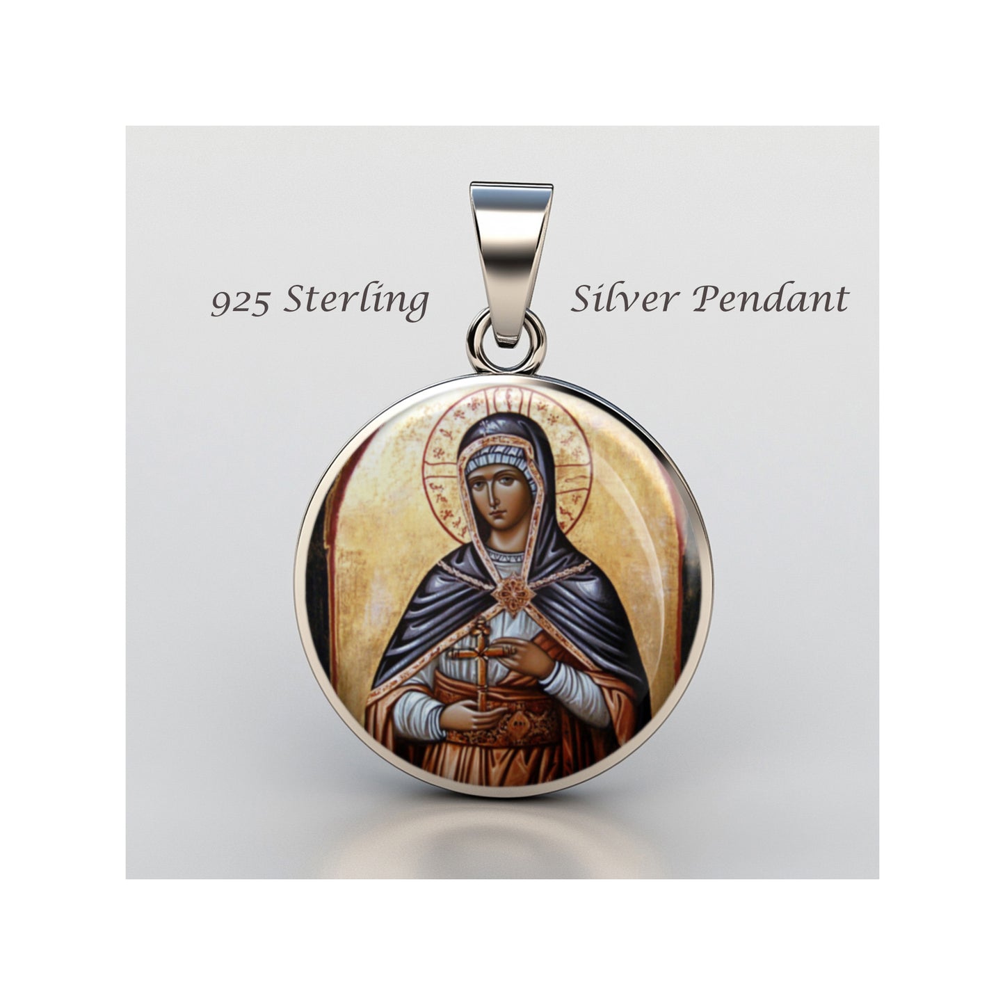 Saint Priscila Catholic sterling silver 925 Christian Medal Patron Pendant image 0
