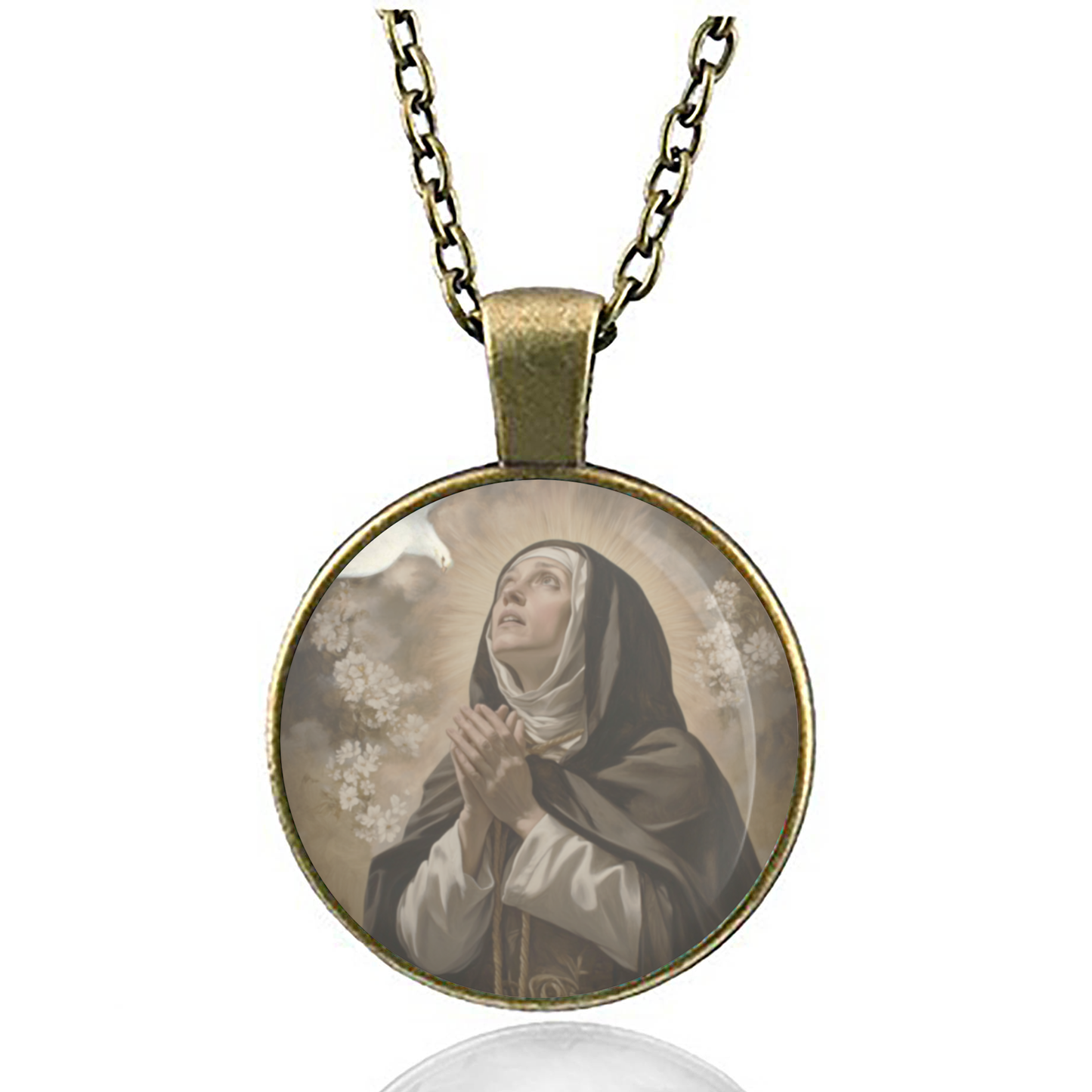 St. Teresa Of Avila Necklace Catholic Saint Pendant Medal image 4