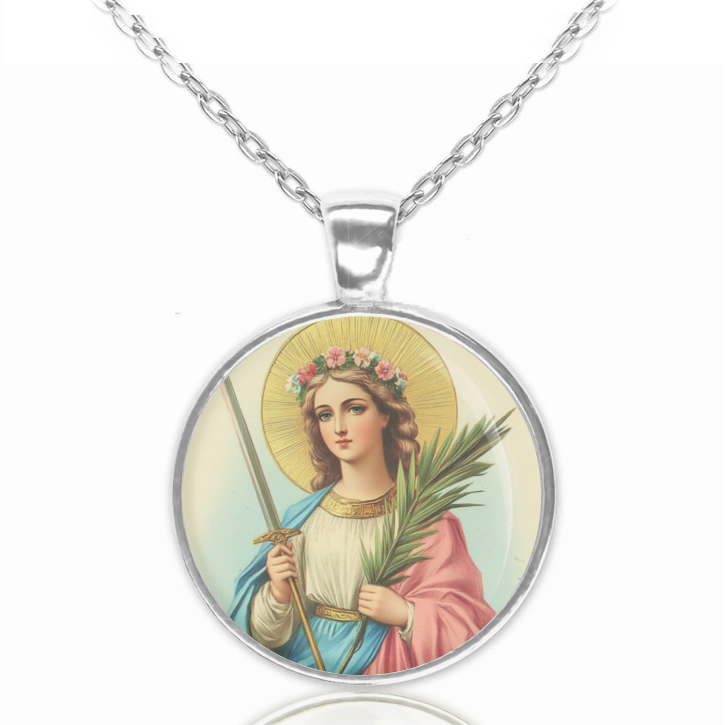 St. Philomena Necklace Catholic Saint Pendant Medal image 0