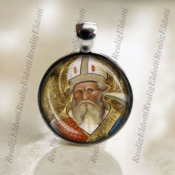 St. Blaise Religious Christian Catholic Medal Pendant / Charm Cabochon with Glass Dome