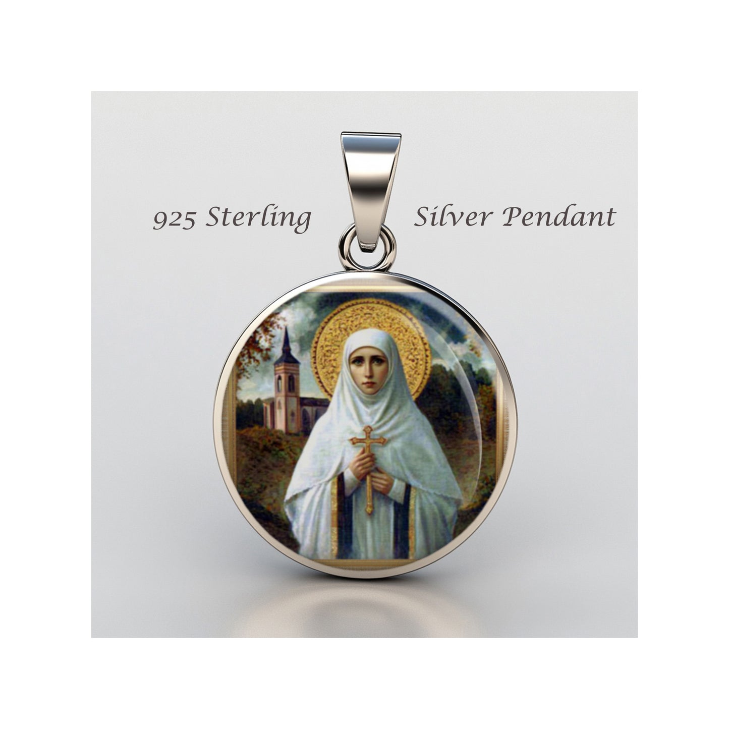 Saint Elizabeth Of Russia Catholic sterling silver 925 Christian Medal Patron image 0