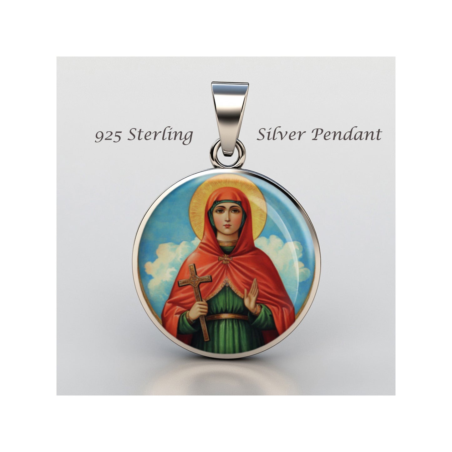 Saint Claudia Catholic sterling silver 925 Christian Medal Patron Pendant image 0