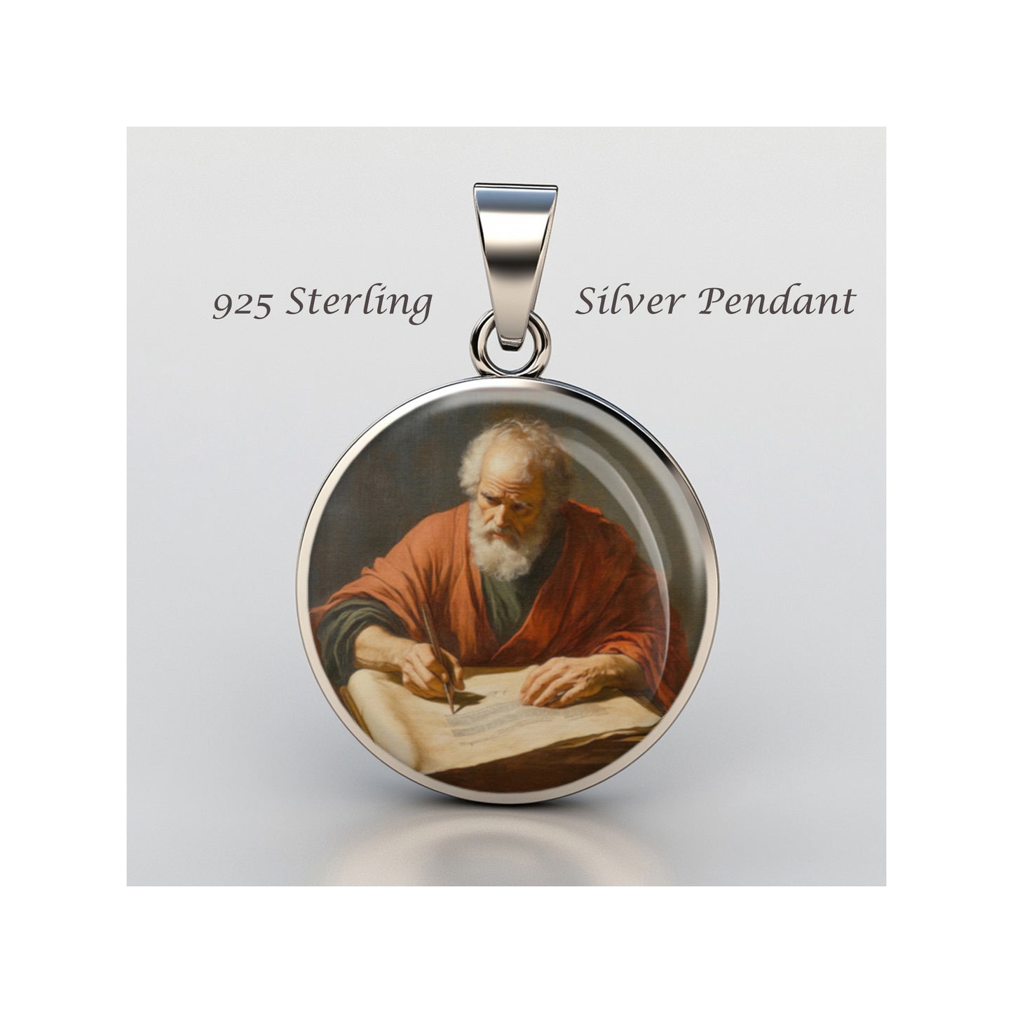 Saint Paul Writing A Letter Catholic sterling silver 925 Christian Medal Patron image 0