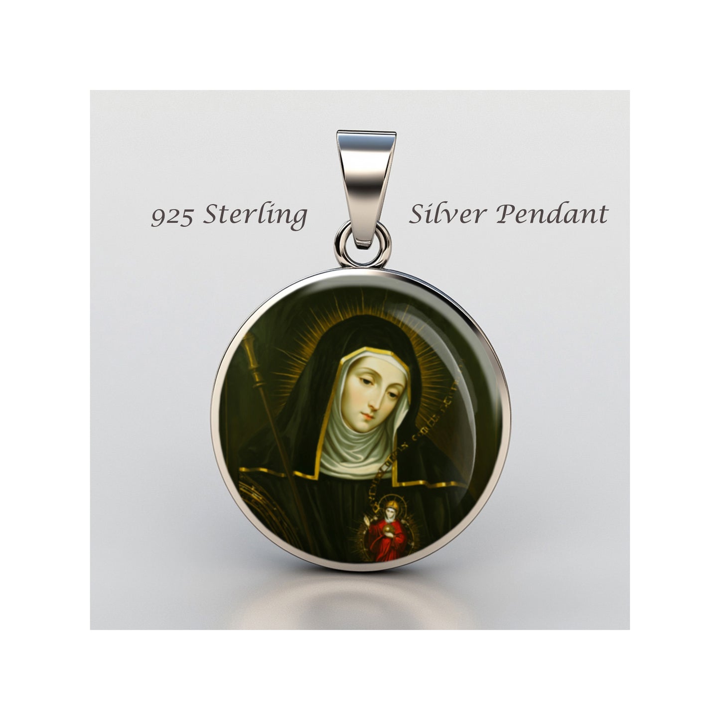 Saint Gertrude The Great Catholic sterling silver 925 Christian Medal Patron image 0