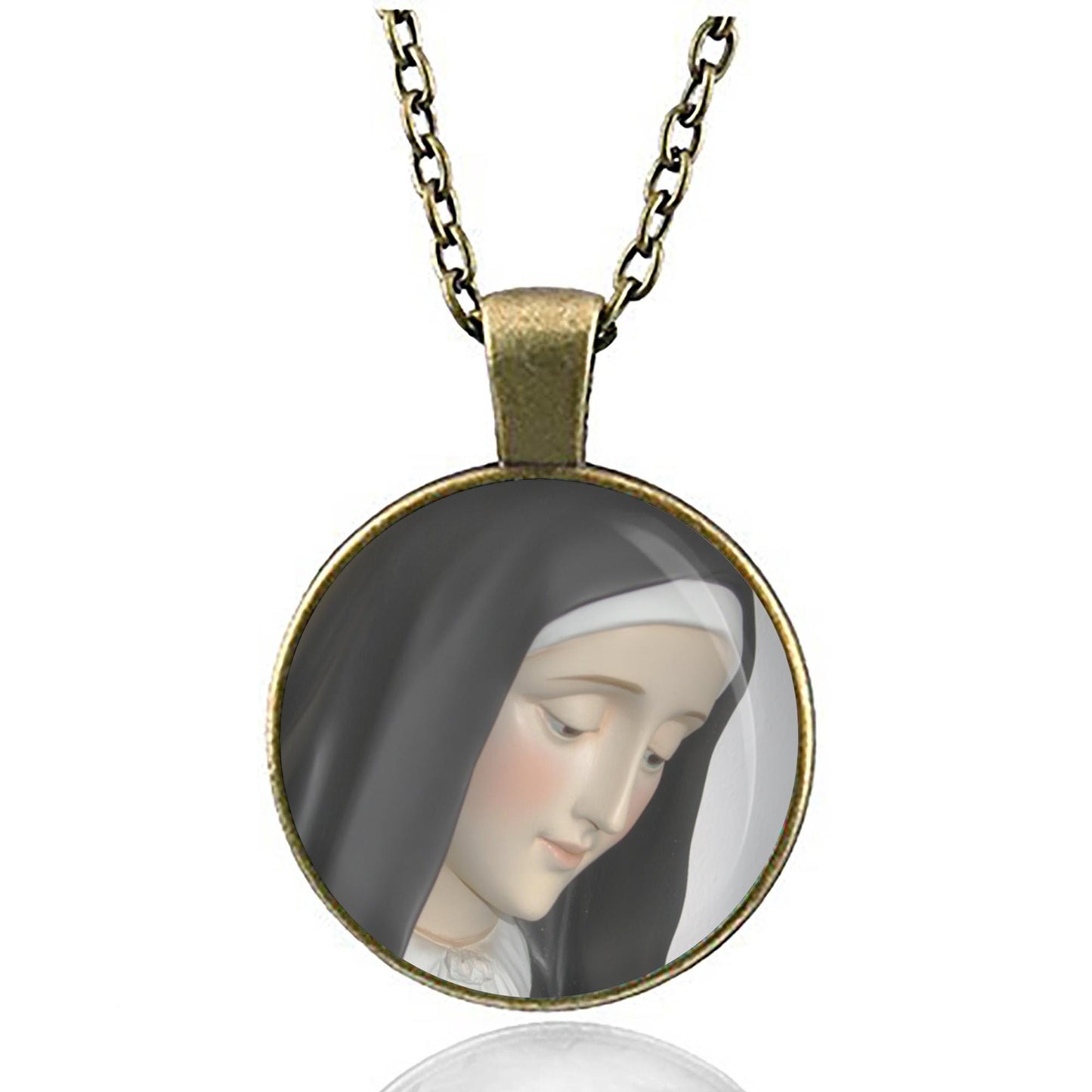 St Scholastica Catholic Necklace Medal Pendant