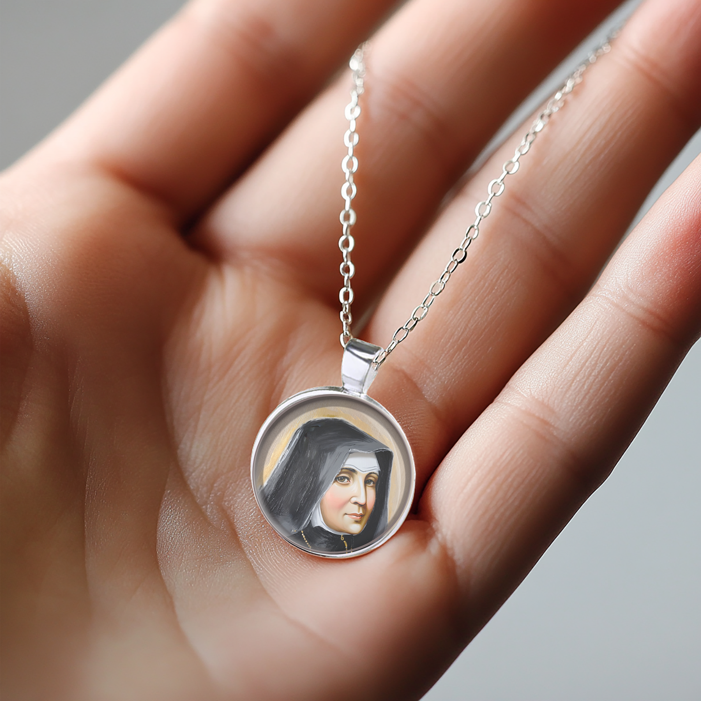 St. Vincentia Maria Lopez Necklace Catholic Saint Pendant Medal image 3
