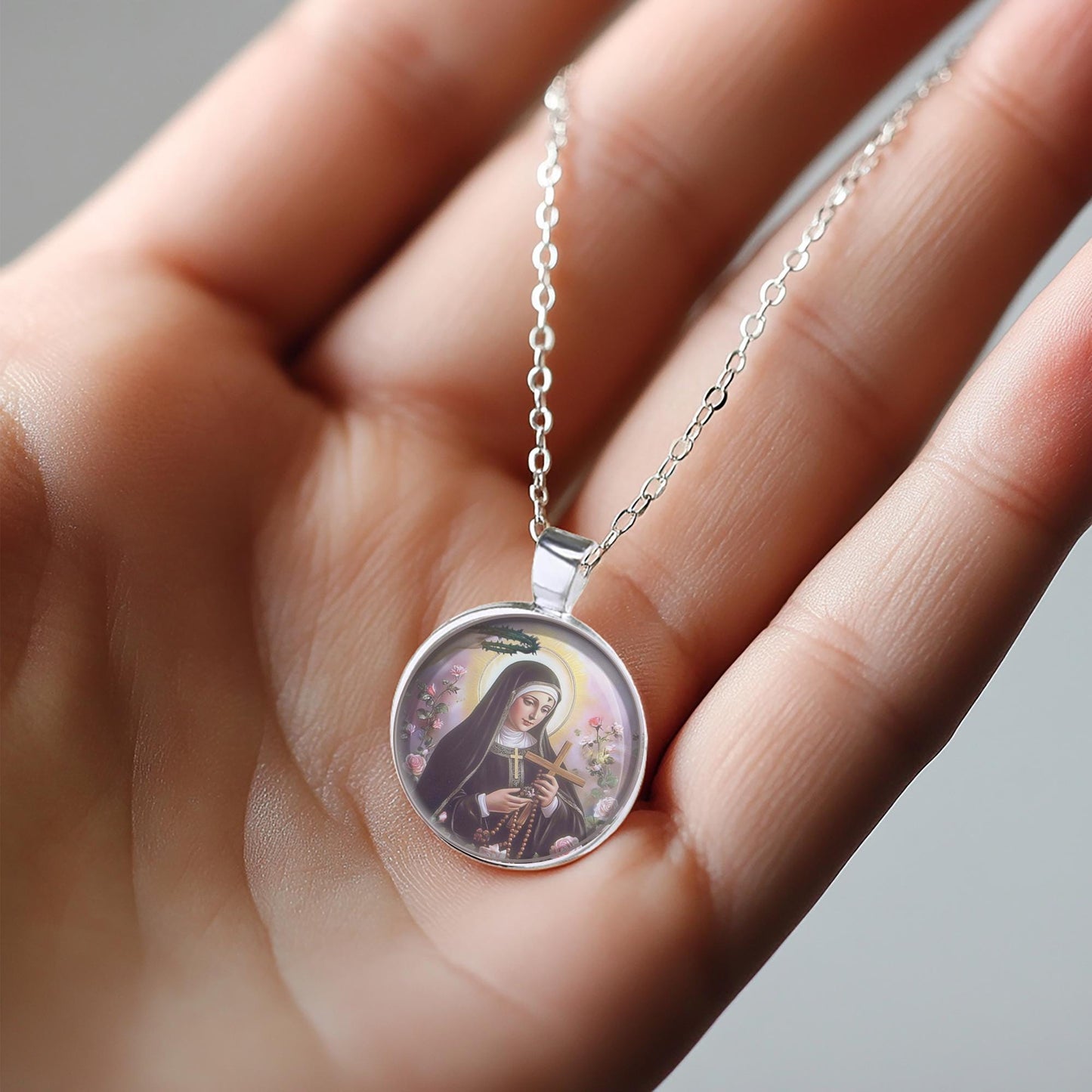 St Rita of Cascia Patron Saint Christian Catholic Medal Necklace