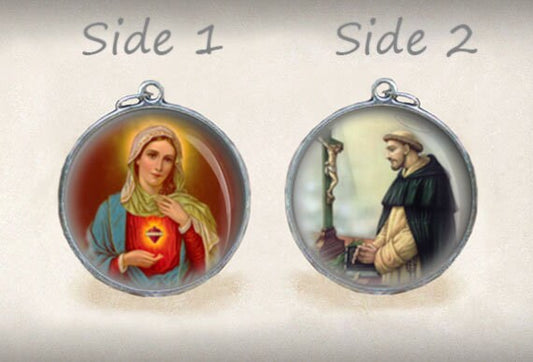 Our Lady of Immaculate Heart and St Dominic Two Sided Pendant